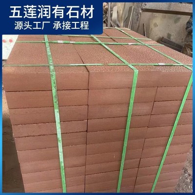 矿山直供花岗岩火烧板 广场工程板 山东虾红揭阳红外墙干挂板石材图2