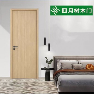 四月树木门厂家直销TATA同款米橡色原木色免漆门生态门烤漆静音门图2