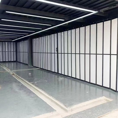 厂家批发洗车行黑色折叠门水晶透明门商场铝合金推拉横向侧拉门图2