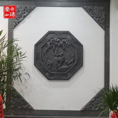 八边形福字砖雕挂件 仿古青砖砖雕 四合院影壁墙围墙砖雕挂件图4