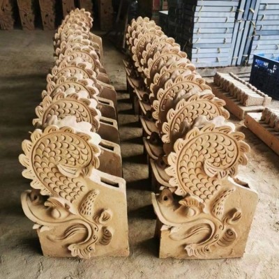 乡村四合院园林古建瓦仿古粘土烧制小青瓦板瓦滴水瓦花瓦脊兽图2