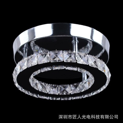 厂家现货LED圆形不锈钢水晶过道灯现代简约走廊玄关入户门厅灯具图2