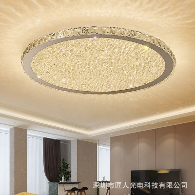 现代简约LED圆形超薄水晶吸顶灯大气客厅灯温馨卧室书房灯具饰图3
