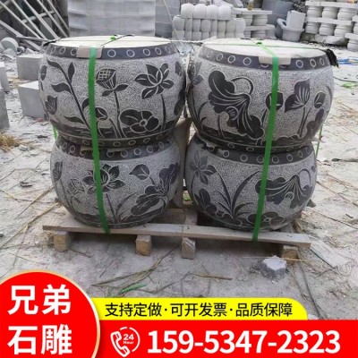 厂家供应青石柱基石 柱墩石青石仿古柱基石石墩柱顶石装饰摆件图2
