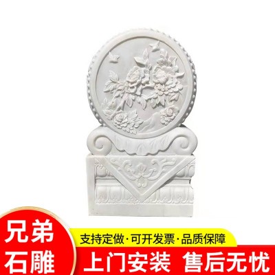 石雕汉白玉门墩抱鼓石摆件一对 别墅庭院门口门墩狮子貔貅镇宅图4