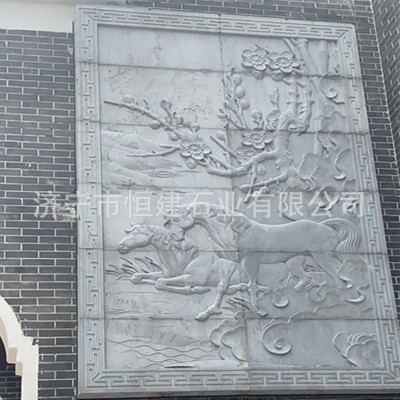 石雕影壁墙农村中式庭院迎门墙大理石照壁公园景观广场石雕壁画图3