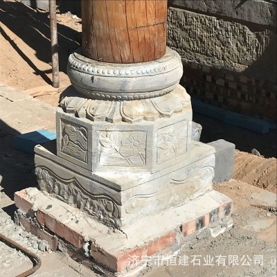 青石雕花圆形石鼓 古建园林柱脚石墩 青石仿古石墩子柱顶石图2