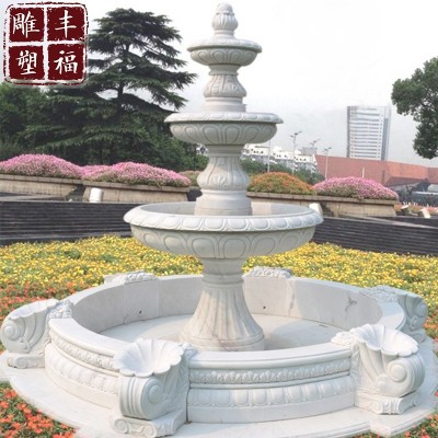双层石雕喷泉厂家大理石景观喷泉公园绿地水景雕塑欧式汉白玉喷泉图3