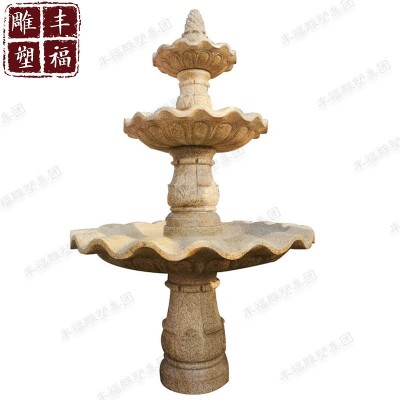 石雕喷泉 小区别墅花园景观三层喷水池喷泉雕塑摆件 汉白玉喷泉图5