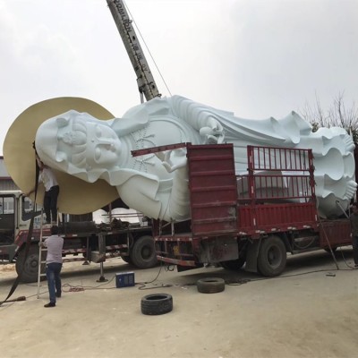 厂家定制汉白玉石雕观音佛像玻璃钢寺庙滴水南海观音菩萨雕塑摆件图2