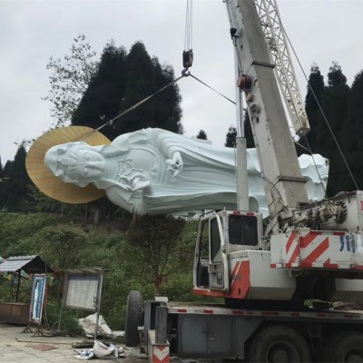 厂家定制汉白玉石雕观音佛像玻璃钢寺庙滴水南海观音菩萨雕塑摆件图3
