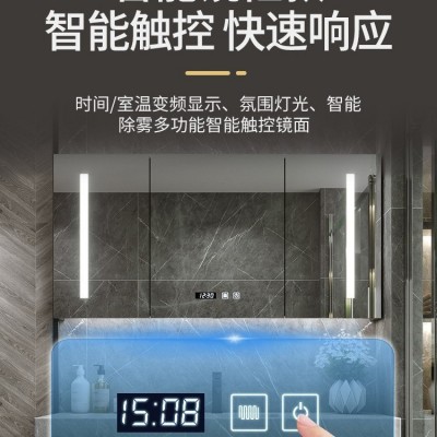 橡木烤漆新中式浴室柜实木洗脸盆卫生间洗漱台洗手面盆陶瓷一体盆图3
