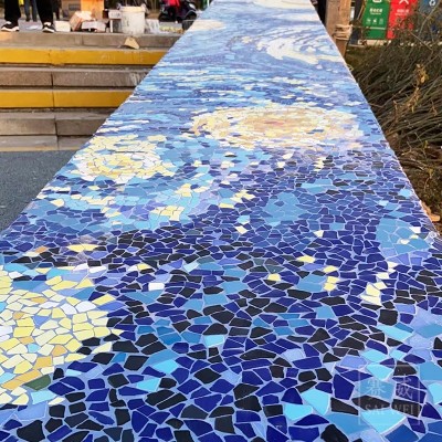 佛山厂家发货不规则碎石陶瓷马赛克泳池拼图瓷砖园林艺术背景墙图2