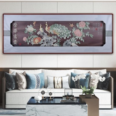 墙面新中式玉雕挂画客厅沙发背景墙装饰画立体浮雕画简约时尚大气图3