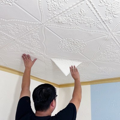 天花板贴纸3d立体自粘墙贴房顶遮丑吊顶屋顶防水壁纸顶棚装饰墙纸图3