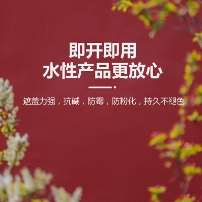 厂家批发红色外墙涂料学校院墙调色漆防水防晒乳胶漆故宫外墙红漆图3