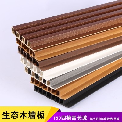 塑木格栅护墙板电视背景墙木塑格栅板PVC室内墙板仿木纹木格栅图4