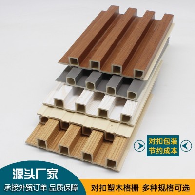 厂家批发塑木格栅电视背景墙网红格栅装修材料生态木格柵护墙板图2