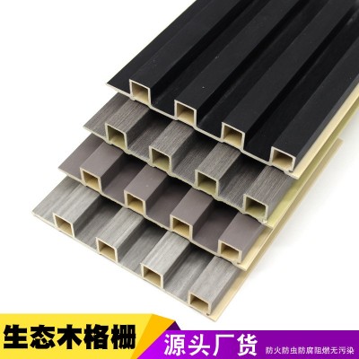 厂家批发塑木格栅电视背景墙网红格栅装修材料生态木格柵护墙板图3