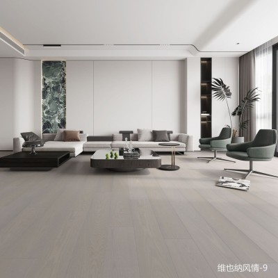 木皮面新三层实木地板家用别墅原木奶油风实木复合地板厂家批发图2
