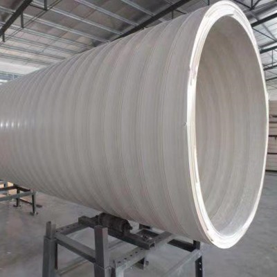 PVC-U缠绕管 双扣聚氯乙烯增强管 白色双扣排污管 SN8排水管厂家图2