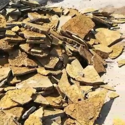 山峰虎皮石砌墙垒墙文化石天然黄色碎拼承接园林工程图2