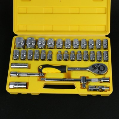 厂家8-32mm镜面铬钒套筒头扳手快速棘轮汽修工具32件套装组合工具图2
