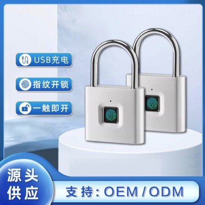 跨境批发智能指纹挂锁防水防绣智能锁户外仓库智能锁图2