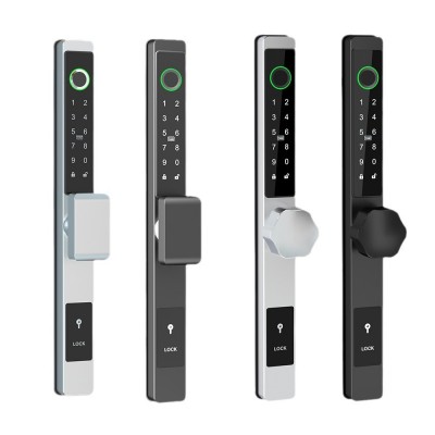断桥铝指纹锁肯德基平移门窄边推拉门APP防水户外密码智能 电子锁图5