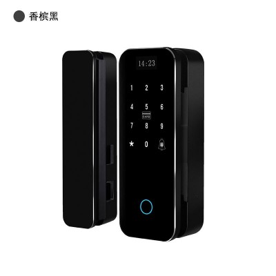 免开孔办公室玻璃门指纹锁密码锁免布线遥控推拉门智能指纹锁图5
