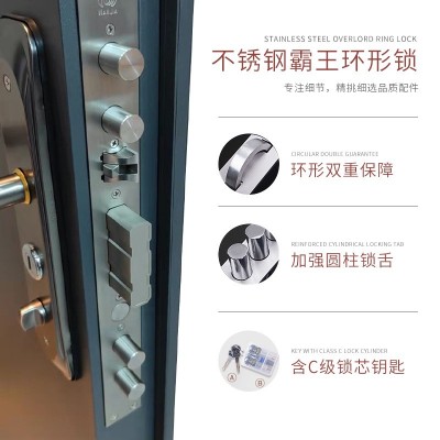 不锈钢304入户防盗单门韩式甲级防盗门指纹入户门别墅通风 门中门图3