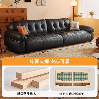 冬熊法式复古风沙发设计师客厅小户型包豪斯黑色奥黛丽真皮沙发图4