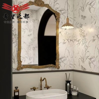 法式复古卫生间瓷砖燕子花砖侘寂风奶油微水泥厨房客厅木纹地砖图3