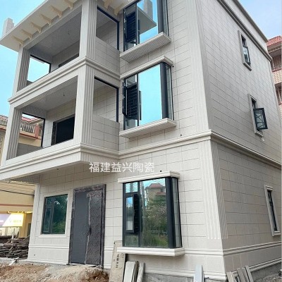 别墅仿石罗马柱外墙砖 农村自建房新中式外墙瓷砖 帝王白窗套线条图2