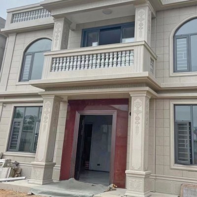 别墅仿石罗马柱外墙砖 农村自建房新中式外墙瓷砖 帝王白窗套线条图4