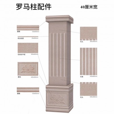 别墅仿石罗马柱外墙砖 农村自建房新中式外墙瓷砖 帝王白窗套线条图5