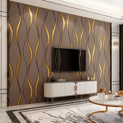 现代简约3D银灰色条纹无纺布壁纸 客厅电视背景卧室wallpaper墙纸图1