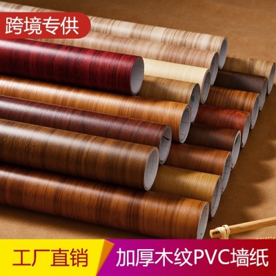 波音软片防水墙纸衣柜桌面木门家具翻新贴皮柜子木纹贴纸自粘仿木图2