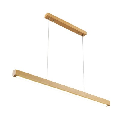原木餐厅吊灯一字极简长条灯北欧日式简约现代新款吧台餐桌灯具图5