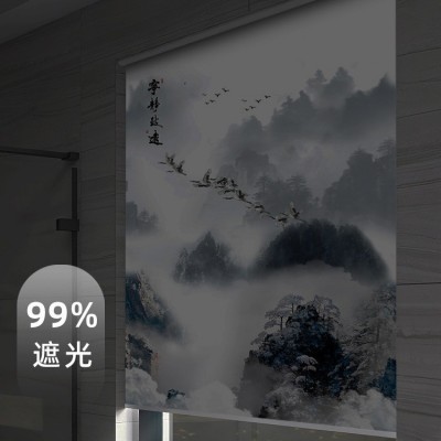 风景卷帘窗帘成品加厚隔热遮光厨房卫生间遮阳防晒升降家用卷拉帘图2