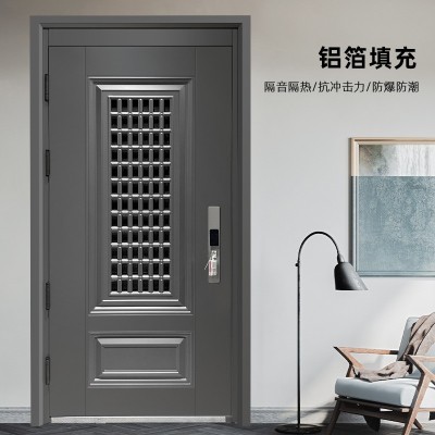 甲级平开门防盗门家用入户门现代简约智能进户门暗铰链工厂图3