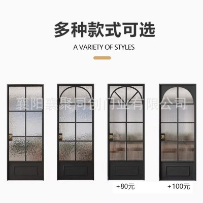 法式复古老铁门极窄卫生间门铝合金水波纹玻璃门平开厕所门厨房门图3