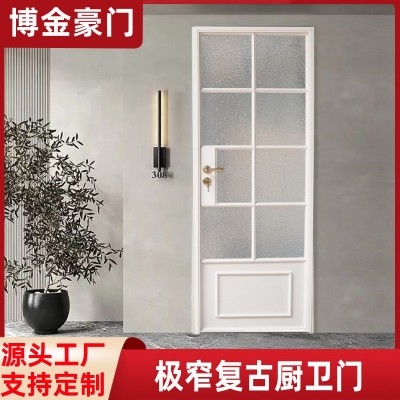 厕所门玻璃门法式复古不锈钢客厅卫生间轻奢铝合金隔断推拉门批发图2