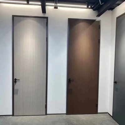 厂家批发极简窄边木门卧室房间实木门现代简约隔音无边框铝木门图4