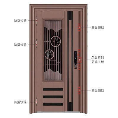 新款高端韩式门304加厚不锈钢别墅自建房进户门推拉门通风防盗门图2