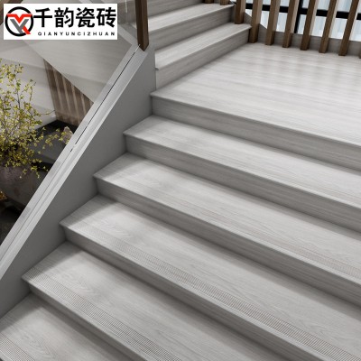 佛山木纹楼梯踏步瓷砖自建别墅300X1200台阶防滑耐磨踏步砖图2