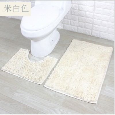 跨境专供雪尼尔长毛绒地毯浴室两件套地垫卫生间吸水防滑脚垫图5