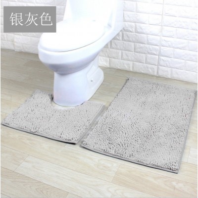 跨境专供雪尼尔长毛绒地毯浴室两件套地垫卫生间吸水防滑脚垫图2