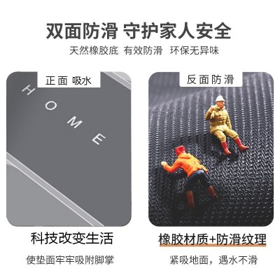 软硅藻泥地垫方形可水洗浴室吸水速干脚垫印花门垫洗手间防滑地毯图4