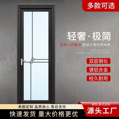 卫生间门简约洗手间钢化玻璃门平开门家用浴室门厕所门铝合金门图3